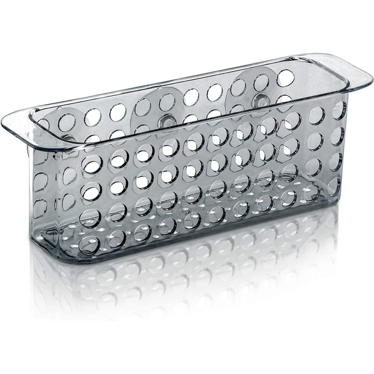 Decorrack Bath Caddy Basket with Suction Cups, 10 Long, Acrylic Plastic, Perfect