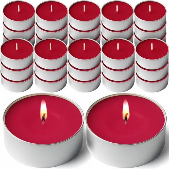 DecorRack 30 Pack Black Cherry Scented Tea Lights, Long Burning Small Candles for Home Decor, Aromatherapy, Spa, Weddings and Parties