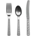 DecorRack Disposable Forks, Knives, Spoons, Party Utensils, Silver (96