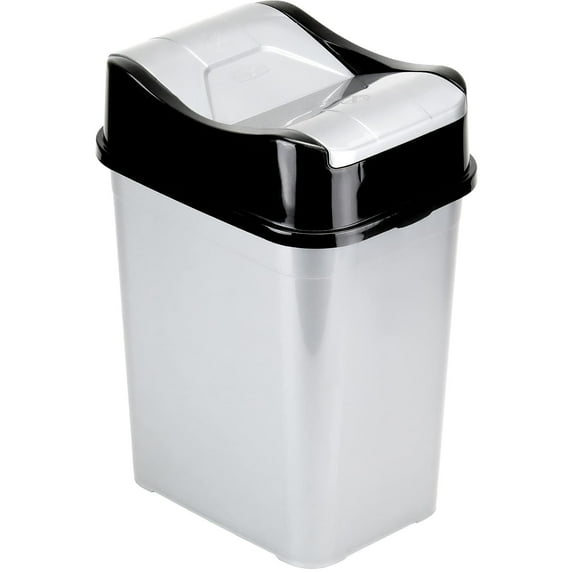 DecorRack Garbage Can, Plastic 2.6 Gallon/10 Liter with Dual Swing Lid