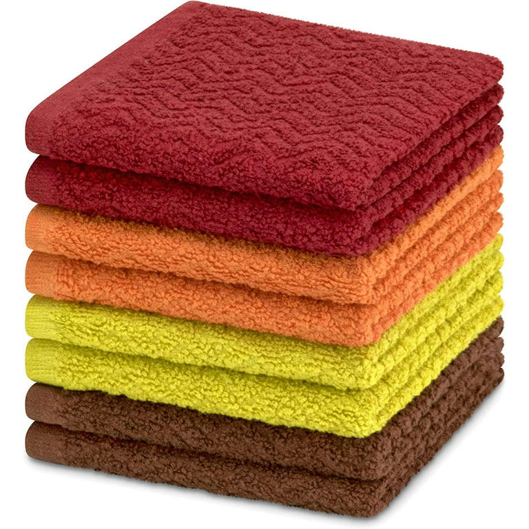 Kitchen Dishcloths 12pcs 11x12 Inches Bulk Cotton Kitchen Dish Cloths  Scrubbing Wash Cloths Sets (Mix color)