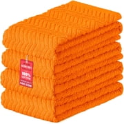 DecorRack Kitchen Towels Set of 4, Large Dish Towels, 100% Cotton, 15" x 25" Quick Drying Hand Kitchen Towels, Orange (4 Pack)