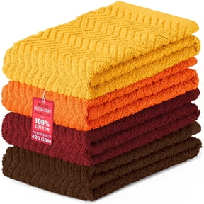 DecorRack Large Kitchen Towels Set of 4, Dish Towels, 100% Cotton, 15" x 25" Quick Drying Hand Kitchen Towels, Fall Assorted (4 Pack)
