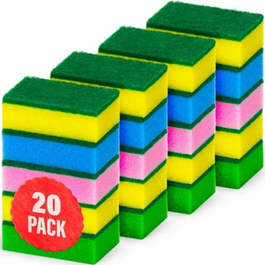 DecorRack Non-Scratch Cleaning Scrub Sponges for Kitchen, Dish Sponges, Scouring Pads for Dishes (Pack of 20)