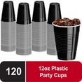 thumbnail image 1 of DecorRack 120 Count Black Disposable Plastic Cups, 12 fl oz Party Drinking Cups, Recyclable & Durable, Black (Pack of 120), 1 of 6