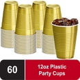 thumbnail image 1 of DecorRack 60 Count Gold Disposable Plastic Cups, 12 fl oz Party Drinking Cups, Recyclable & Durable, Gold (Pack of 60), 1 of 6