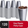thumbnail image 1 of DecorRack 120 Count Silver Disposable Plastic Cups, 12 fl oz Party Drinking Cups, Recyclable & Durable, Silver (Pack of 120), 1 of 6