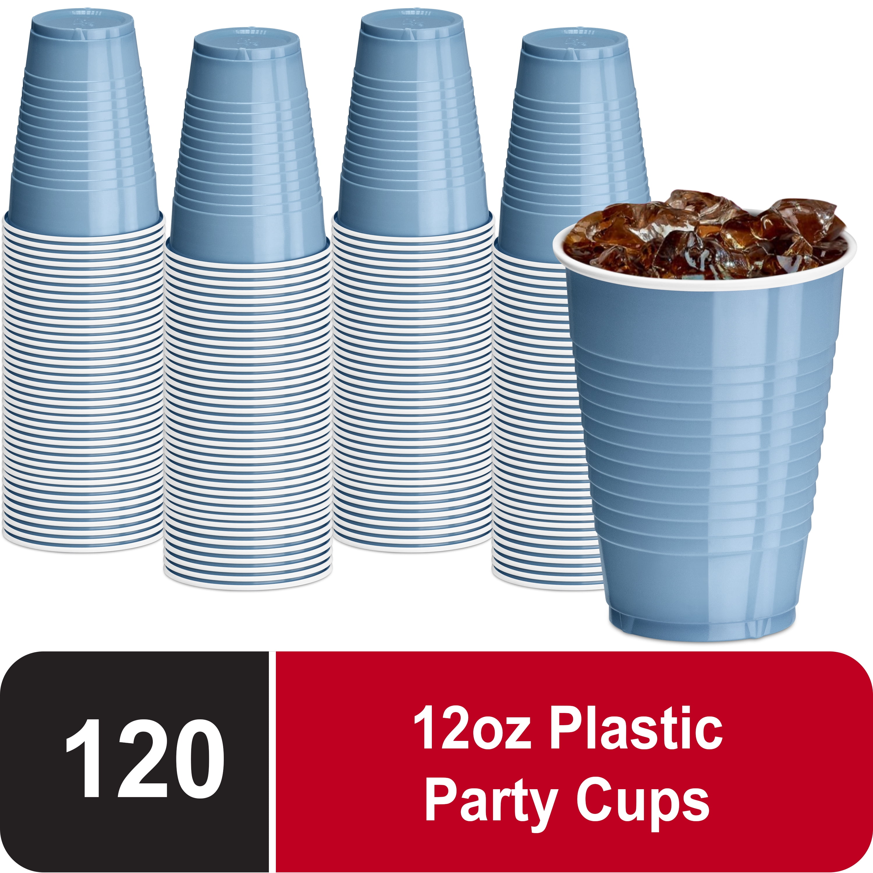Exquisite White Heavy Duty Disposable Plastic Cups, Bulk Party Pack, 12 oz  - 50 Count