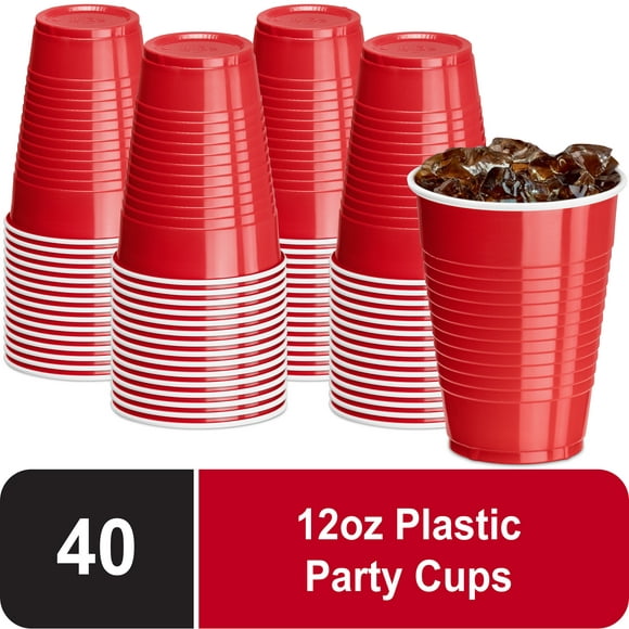 DecorRack Party Cups 12 fl oz Reusable Disposable Cups (Red, 40)