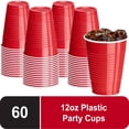 thumbnail image 1 of DecorRack 60 Count Red Disposable Plastic Cups, 12 fl oz Party Drinking Cups, Recyclable & Durable, Red (Pack of 60), 1 of 6