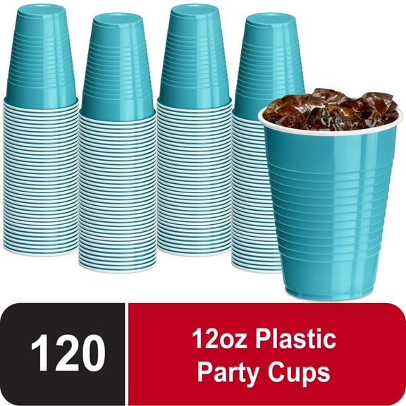 DecorRack Party Cups 12 fl oz Reusable Disposable Cups (Turquoise, 120)