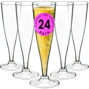 DecorRack Plastic Champagne Flutes, 5 oz Disposable Cups for Mimosa 24 Pack