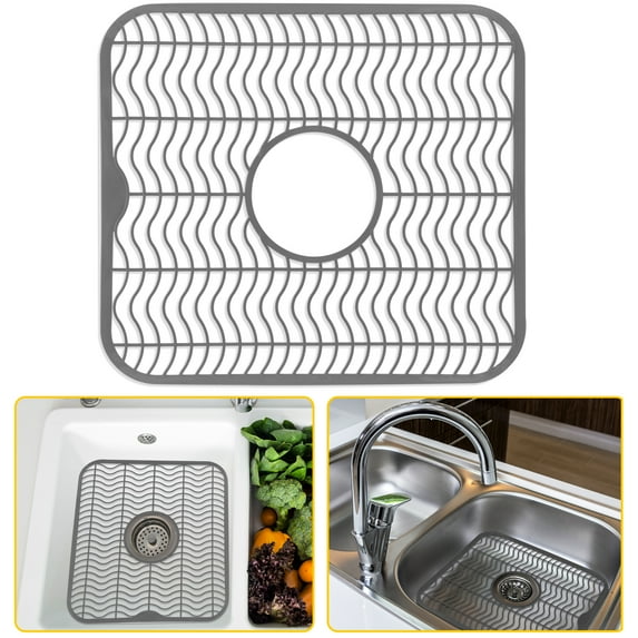 DecorRack Plastic Sink Protector, 12 x 11 inches, Grey (1 Pack)