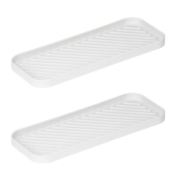 DecorRack 2 Pack Silicone Sponge Holder for Kitchen Sink, Flexible Soap Dish and Sink Organizer for Kitchen or Bathroom, White (Pack of 2)
