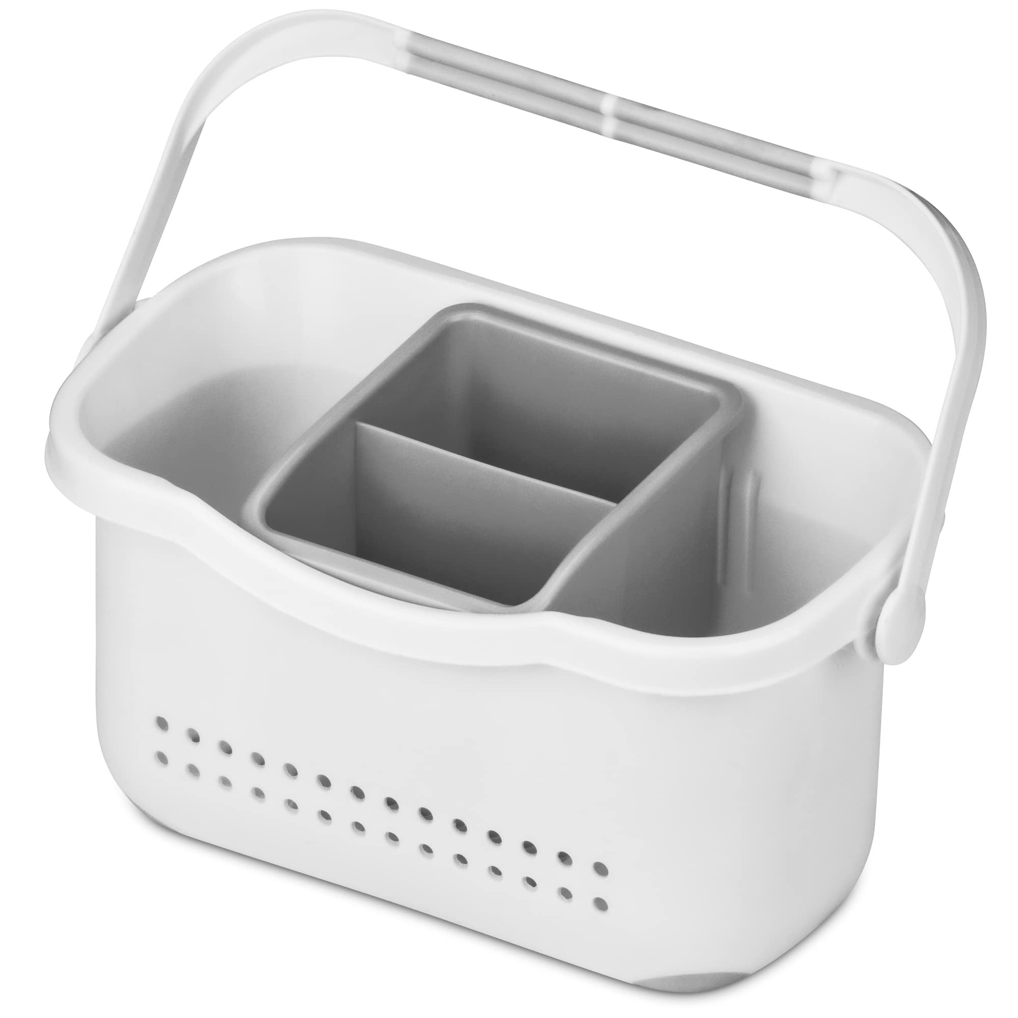 Portable Shower Caddy with Handles Storage Organizer Bin for Bathroom White  Small