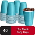 thumbnail image 1 of DecorRack 40 Count Turquoise Disposable Plastic Cups, 12 fl oz Party Drinking Cups, Recyclable & Durable, Turquoise (Pack of 40), 1 of 7