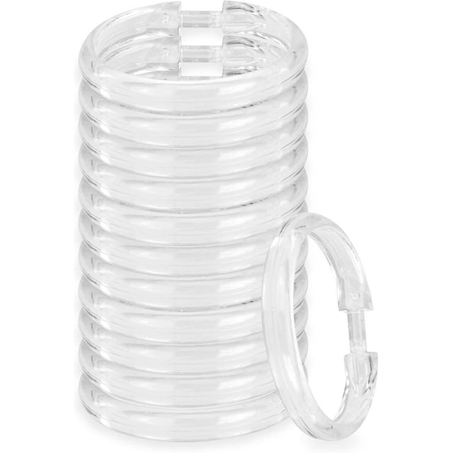 DecorRack Shower Curtain Hooks, Clear Plastic Shower Curtain Rings (12