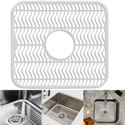 DecorRack Kitchen Sink Protector Mat 12 x 11 Inch, Sink Bottom Grid with Raised Feet, Dishwasher Safe Sink Mat for Scratch Protection, White