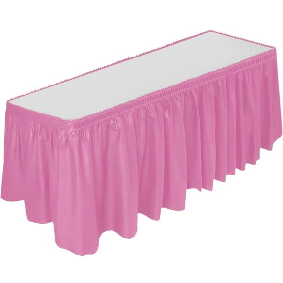 DecorRack Table Skirt, 29 in x 14 ft -BPA Free- Plastic Tableskirt, Light Pink (1 Pack)
