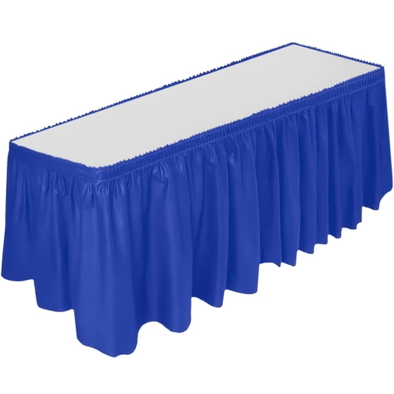 DecorRack Table Skirts 29 in x 14 ft Reusable Party Tablecloth Skirt with Adhesive Strip for Parties & Events, Royal Blue (Pack of 1)