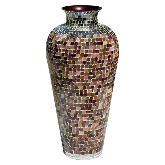 DecorShore 22" Iron Base Vase with Glass Mosaic Tiles Overlay- Multi Beach