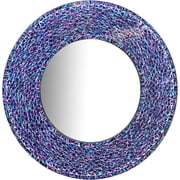 DecorShore 24 inch Round Wall Mirror Decorative Mosaic Bathroom Mirror | Art Wall Mirror | Wall Mounted Mirror Accent Decor in Blue Purple