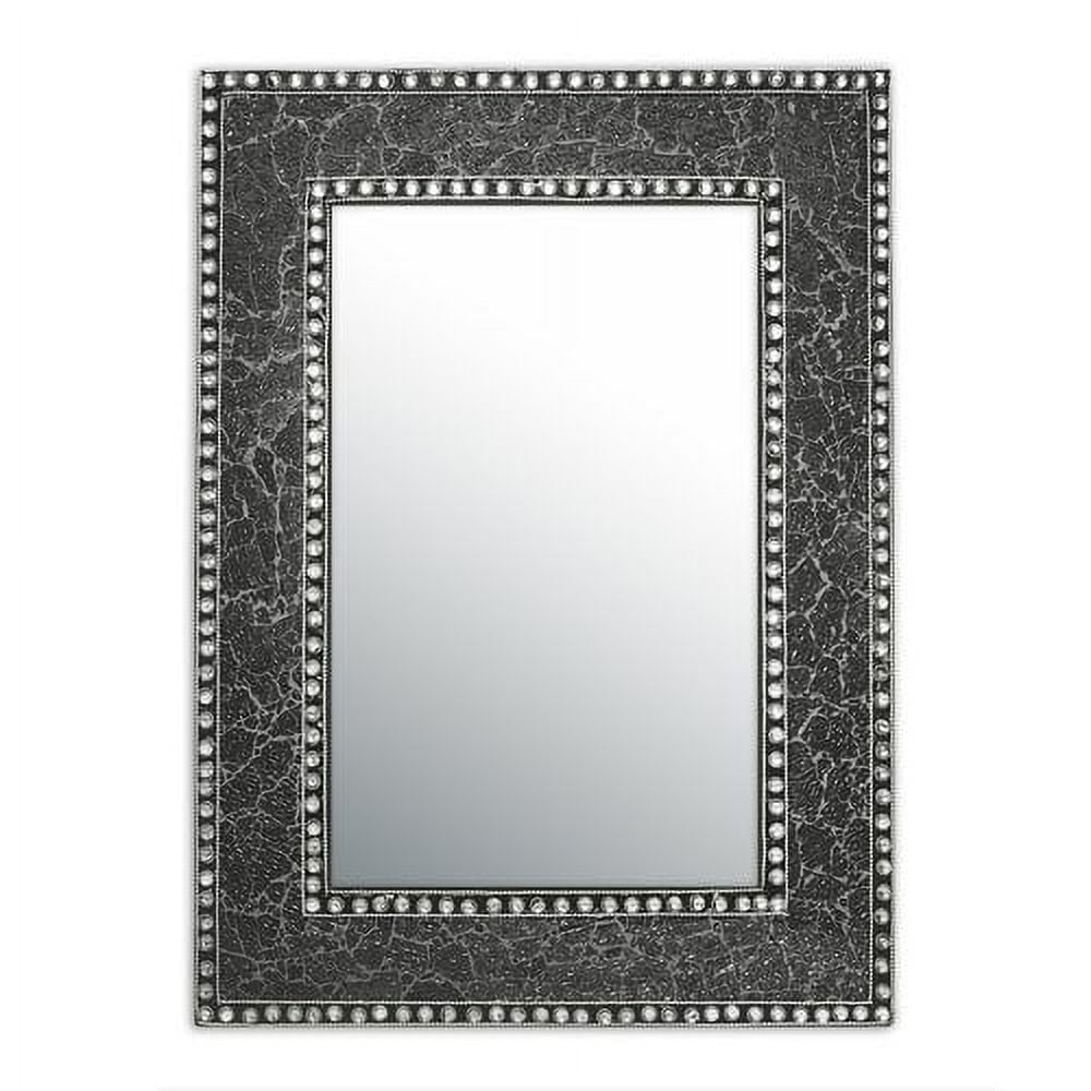Black Onyx Rectangular Crackled Glass Mosaic Wall Mirror