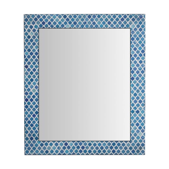 DecorShore Rectangular Mosaic Wall Mirror - 24 x 30 Inch Decorative Wall Mirror for Living Room and Bathroom, Accent Mirror, Stylish Decorative Mirror, Turquoise Blue Mosaic Décor
