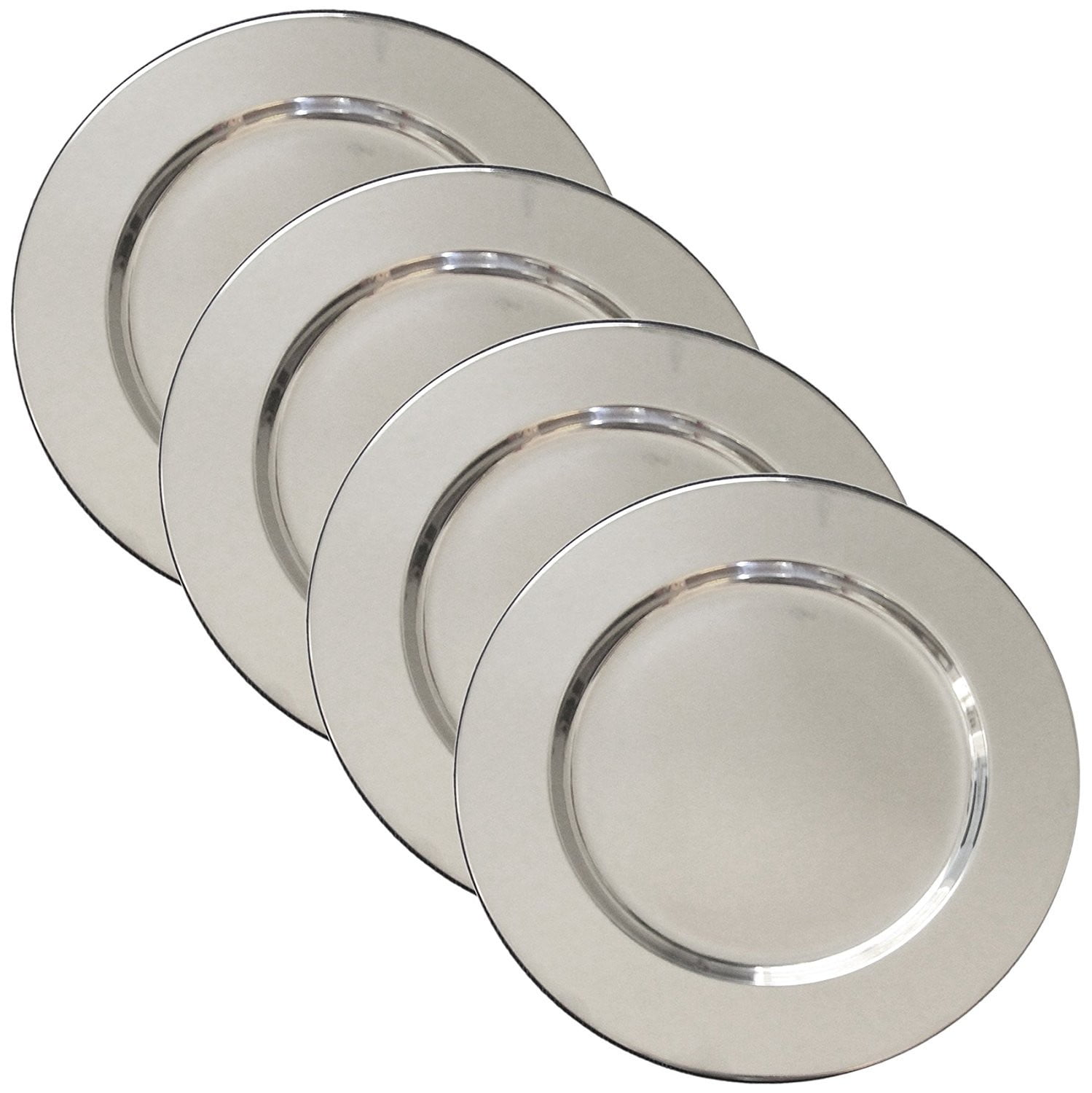 DecorShore Set of 4 Stainless Steel Charger Plates Handmade 12
