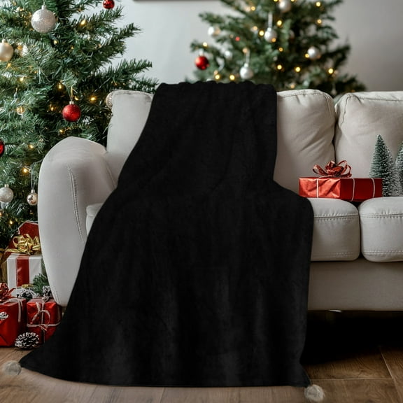 DecorX 50x60-Inch Flannel Throw Blanket with Fur Balls  Cozy, Lightweight & Portable for Any Use