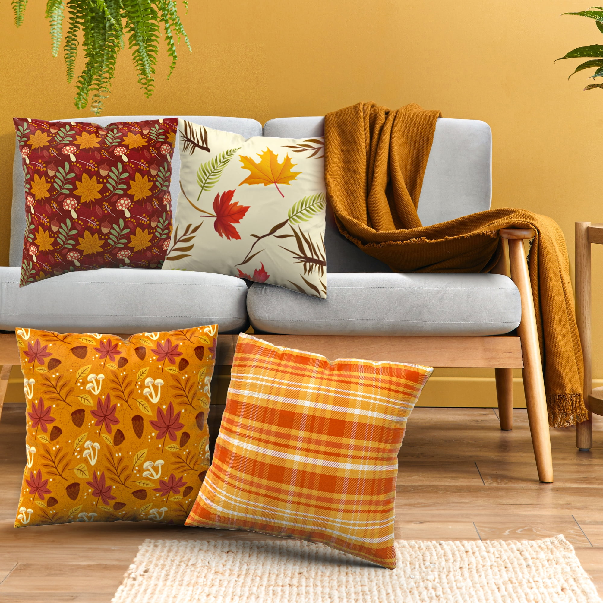 4pcs Autumn Harvest Themed Linen Sofa Decoration Throw Pillow Covers,  Single-sided Printed, Removable & Washable, Without Pillow Core