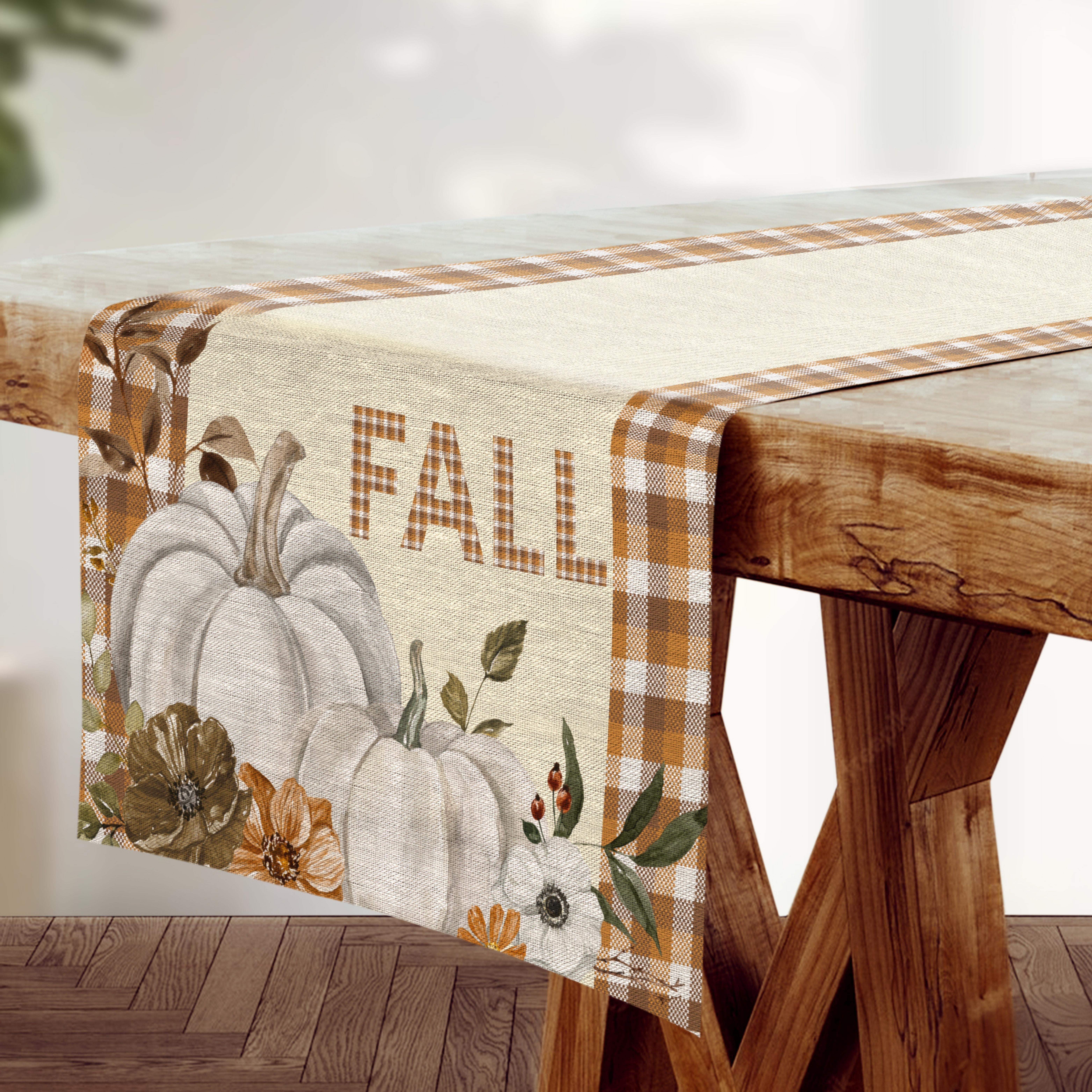 DecorX Table Runner Fall Pumpkin Buffalo Plaid Autumn Thanksgiving ...