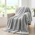 thumbnail image 1 of DecorX Throw Blanket Grey Flannel Fleece - Soft Fur Feel - Gray & White Contrast - 50x60 in, 1 of 13