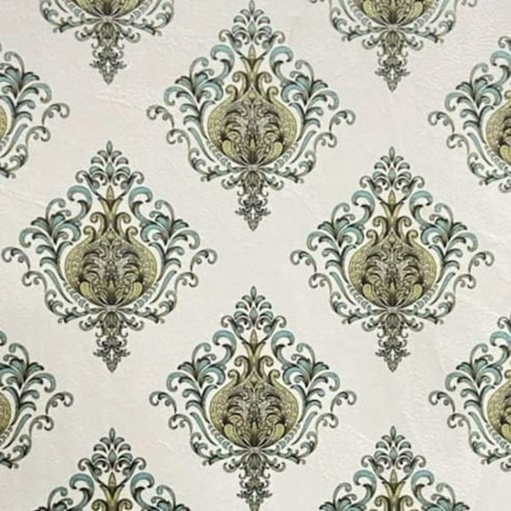 Decora Furnishings 54-Inch Luxurious Velvet Fabric Damask Motif Vintage Upholstery Material by the Yard Blue