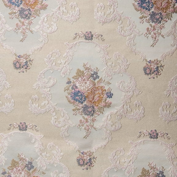 Decora Furnishings 54-Inch Luxurious Woven Jacquard Victorian Floral Damask Furnishing Fabric by The Yard, Beige