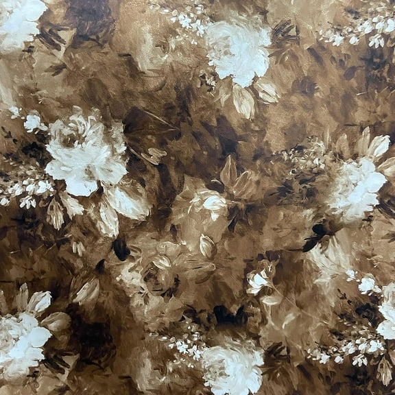 Decora Furnishings 54-inch Velvet Floral Sewing and Craft Fabric By The Yard, Brown