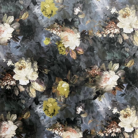 Decora Furnishings 54-Inch Velvet Floral Nature Upholstery Fabric by The Yard, Stone