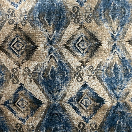Decora Furnishings Aztec Soft Thick Velvet Upholstery Fabric by The Yard, Dark Blue