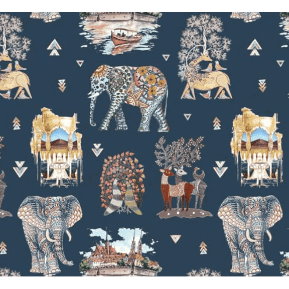 Decora Furnishings Bohemian Design Microfiber Fabric, 54-Inch Width, Velvet Finish, French Blue