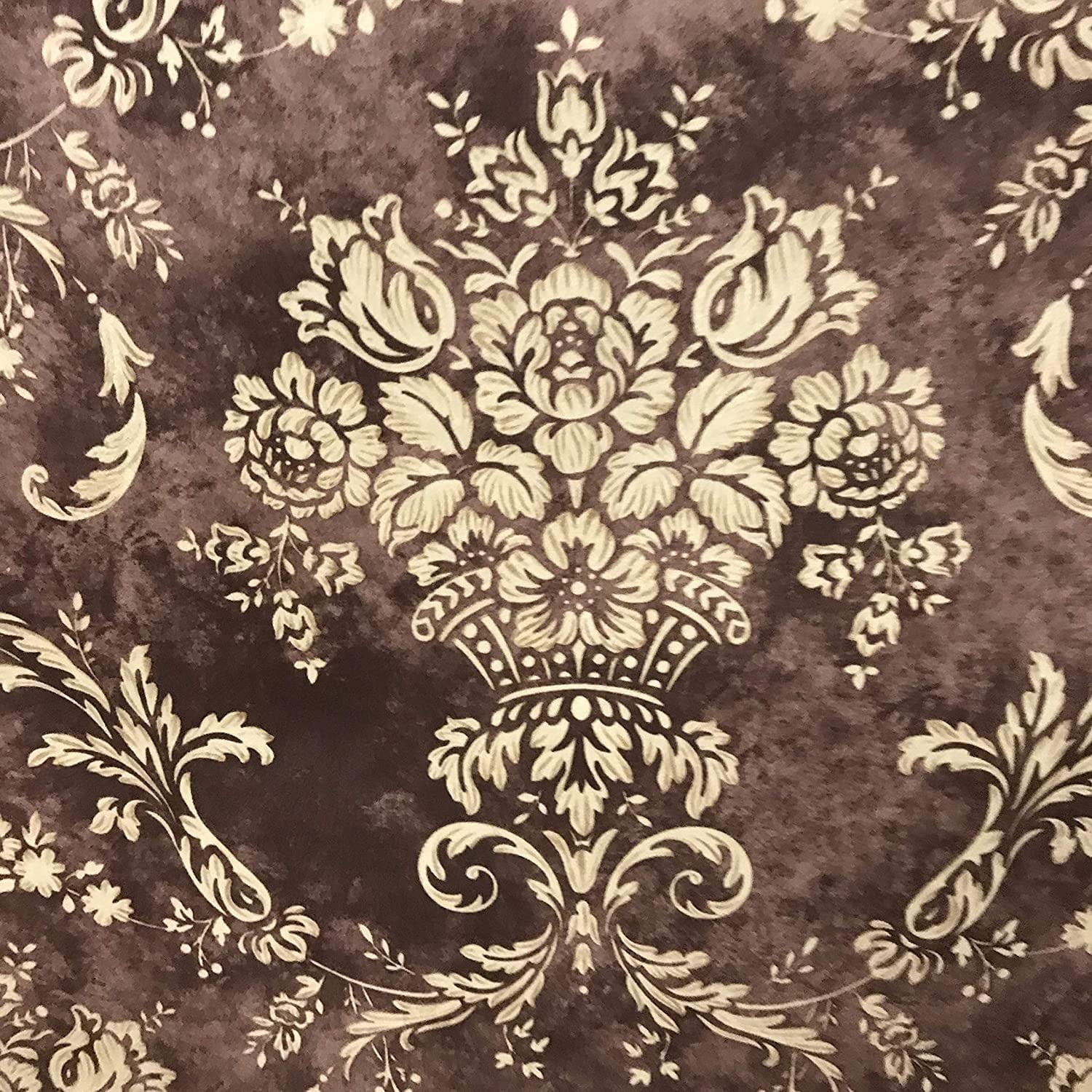 Decora Furnishings 54-Inch Velvet Finish Damask Design Fabric by The Yard, Brown