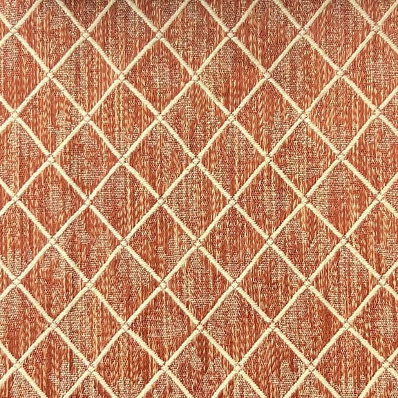 Decora Furnishings Diamond Design Jacquard Material Polyester-Cotton Fabric Blend for Upholstery, Chair, Window Treatments, Craft - Width 54 inches - Fabric by The Yard (Rustic Orange)