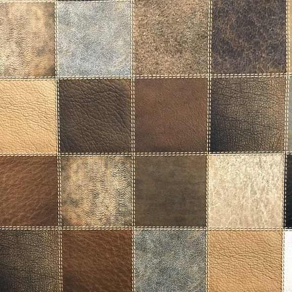 Decora Furnishings Faux Suede Checkered Print Fabric for Upholstery & Craft - 54in (Brown)