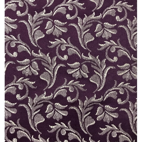 Decora Furnishings Floral Vine Design Jacquard Material Cotton Mix Fabric Blend for Upholstery, Chair, Window Treatments, Chair - Width 54 inches - Fabric by The Yard (Purple)