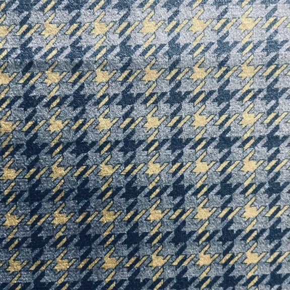 Decora Furnishings Houndstooth Design Velvet Fabric, 54-Inch, Blue