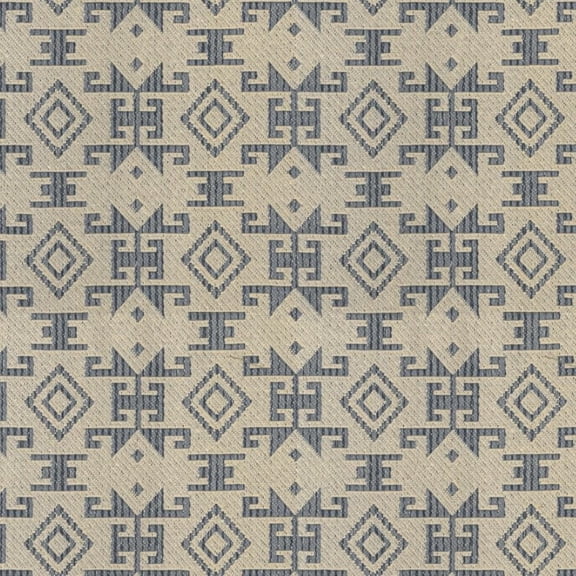 Decora Furnishings Jacquard Material Aztec Mosaic Design Polyester-Cotton Fabric for Sofa Upholstery Window Treatment Cushion Chair Craft - 54 inches Width - Fabric By The Yard (Cobalt Lace)