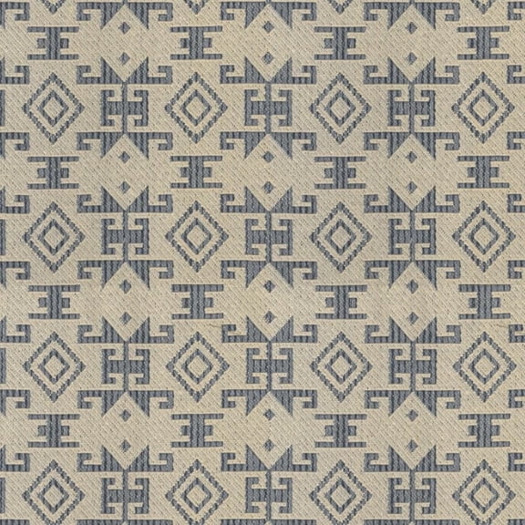Decora Furnishings 54-Inch Poly-Cotton Jacquard Aztec Mosaic Fabric, Cobalt Lace