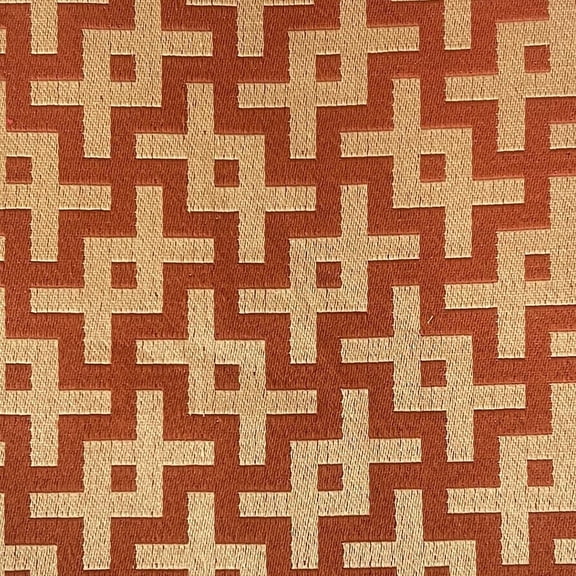 Decora Furnishings 54-Inch Polyester-Cotton Jacquard Sayagata Fabric by The Yard, Rust