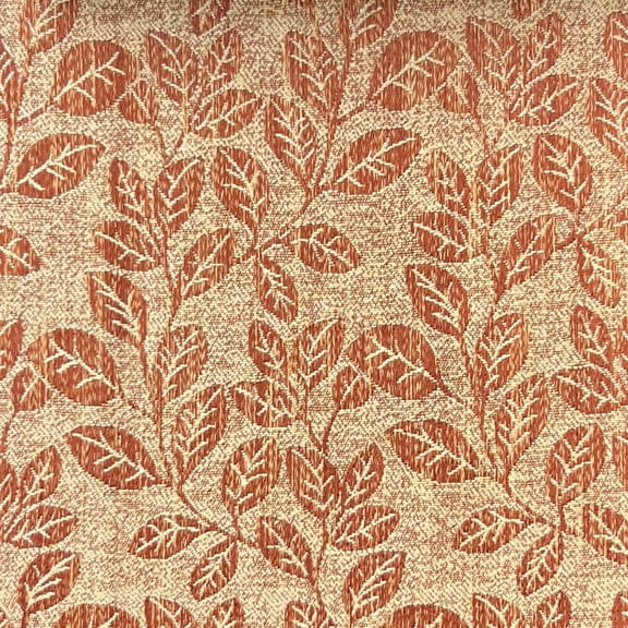 Decora Furnishings Leaves Design Jacquard Material Polyester-Cotton Fabric Blend for Upholstery, Chair, Window Treatments, Craft - Width 54 inches - Fabric by The Yard (Rustic Orange)