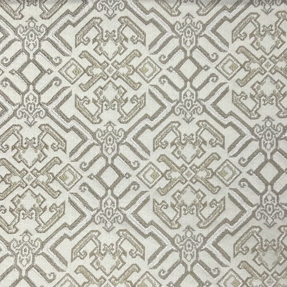 Decora Furnishings Luxurious Premium Brocade Jacquard Mosaic Design Antique Fabric, By The Yard, Beige