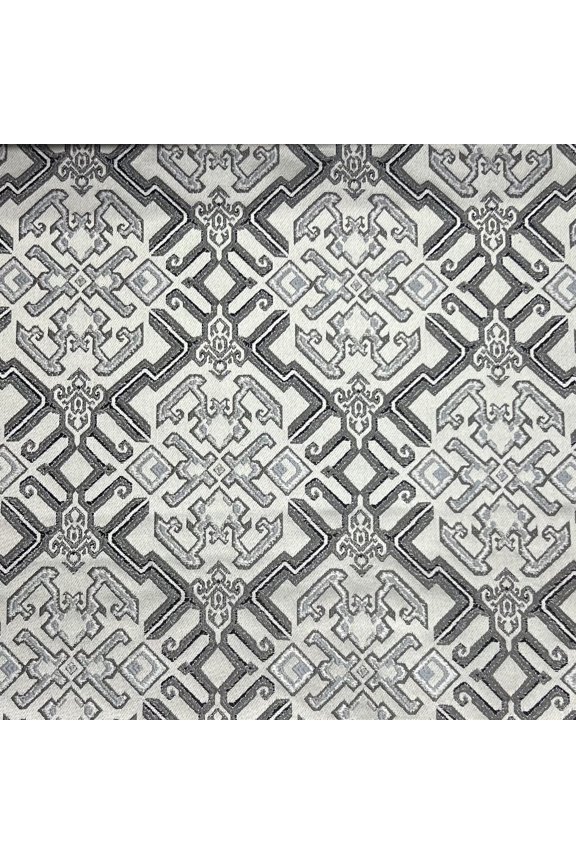 Luxury Brocade Jacquard Mosaic Antique Fabric by The Yard, Silver